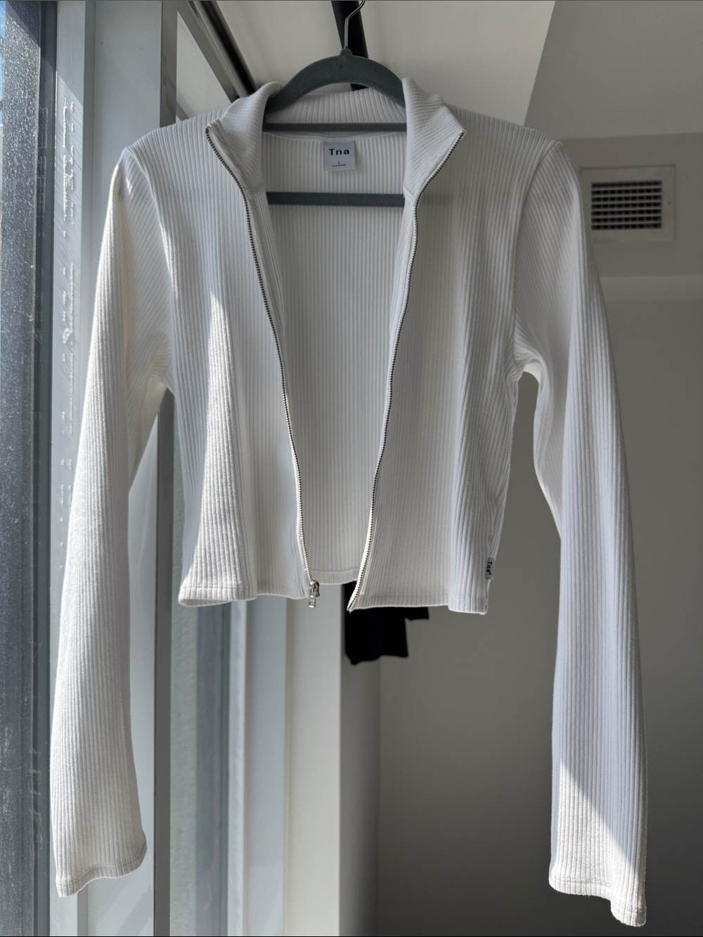 TNA White Ribbed Zip-Up Cropped Jacket - Picture 5 of 5